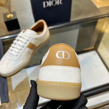 DIOR 26S B01 MATCHPOINT SNEAKER IN COGNAC BROWN AND WHITE CALFSKIN WITH WHITE SUEDE