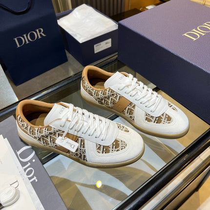 DIOR 26S B01 MATCHPOINT SNEAKER IN BEIGE & WHITE OBLIQUE JACQUARD CANVAS AND SUEDE