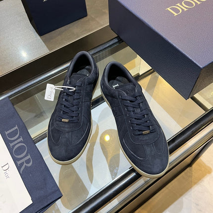 DIOR 26S LOW-TOP SNEAKERS IN BLACK BLUE SUEDE