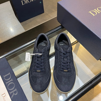 DIOR 26S LOW-TOP SNEAKERS IN BLACK BLUE SUEDE