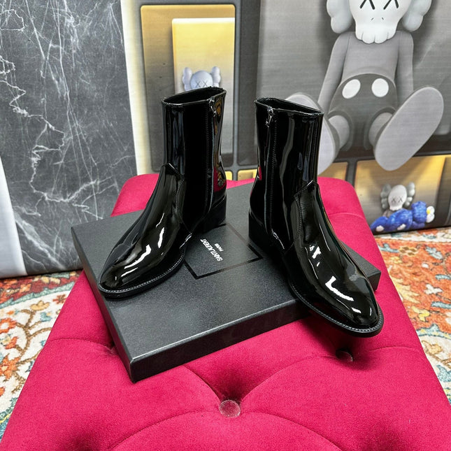 SL YVES NEW BOOTS BLACK POLISHED CALFSKIN