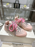 FLEXION SNEAKER IN NUDE PINK CALFSKIN WITH LIGHT PINK AND GREY LACES