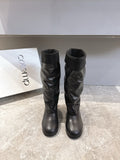 ALO 25S FOLD-OVER TALL BOOTS 50 MM IN BLACK LAMBSKIN