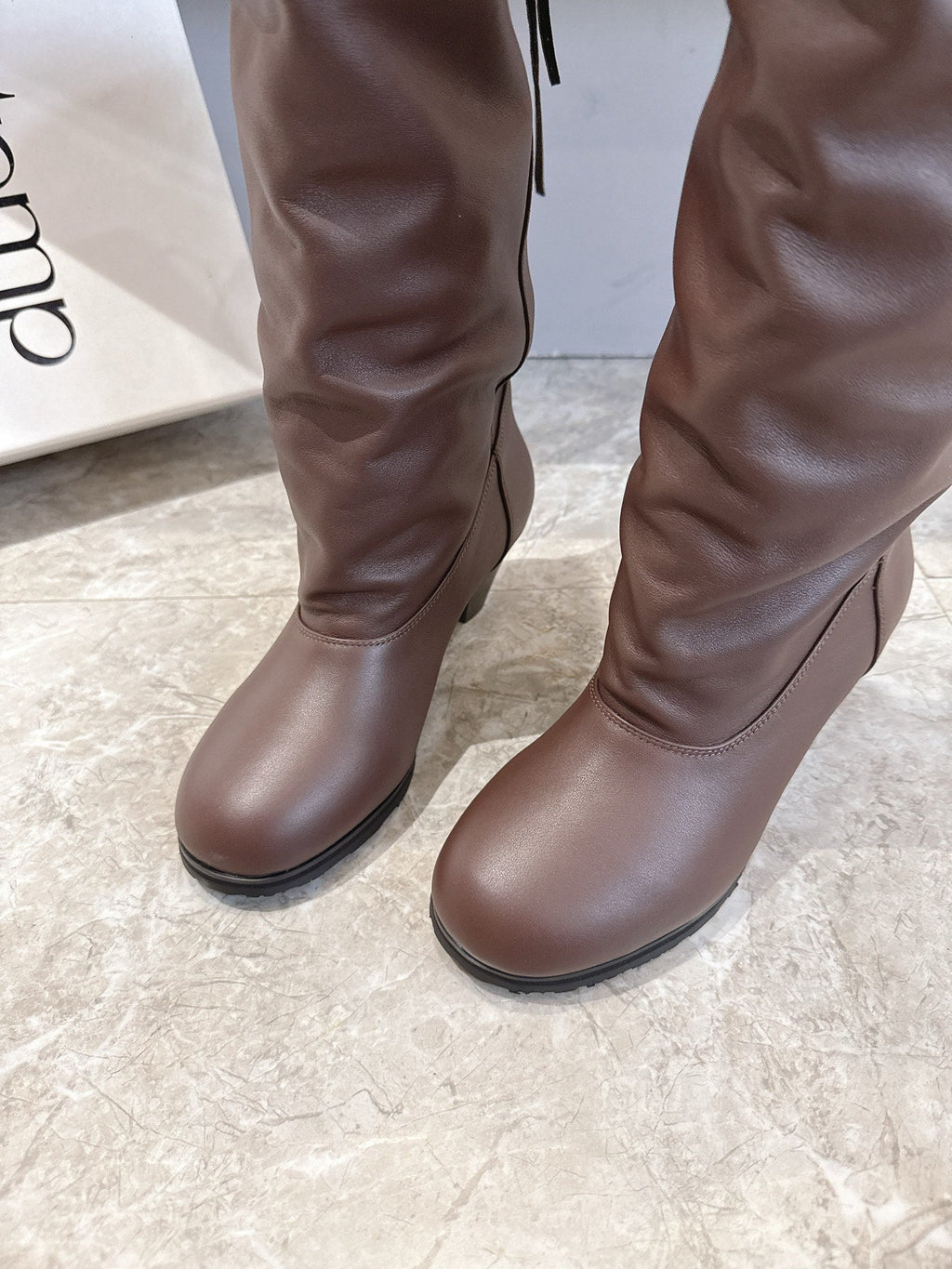 ALO 25S FOLD-OVER TALL BOOTS 50 MM IN DARK BROWN LAMBSKIN