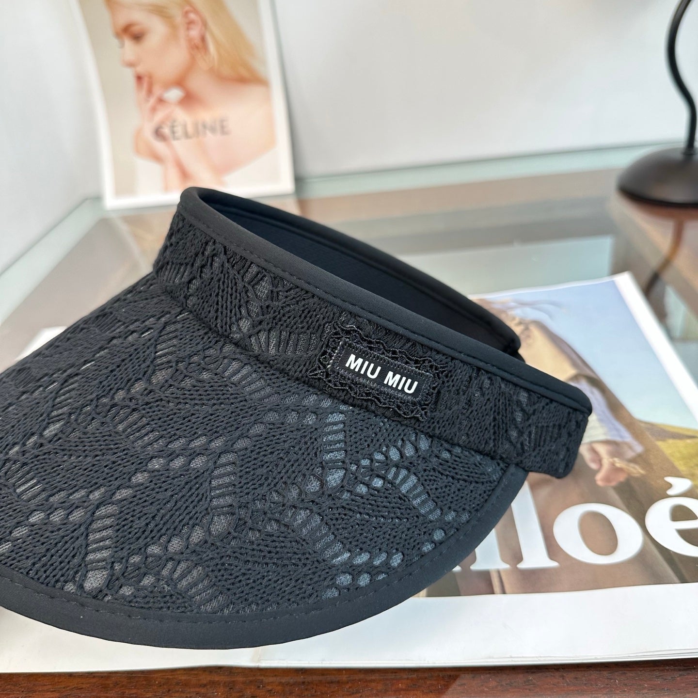 MIUMIU 26S LACE VISOR HAT 343476