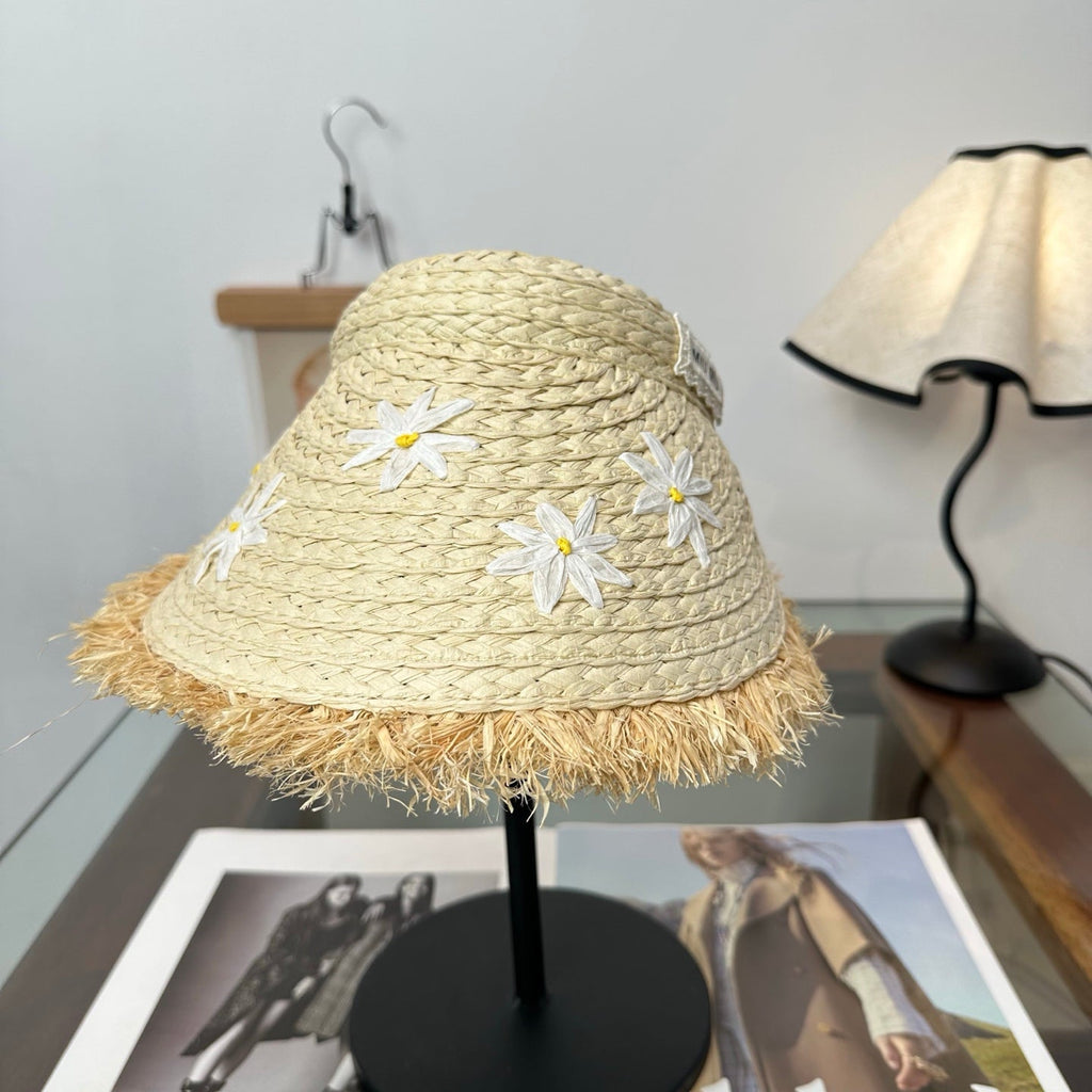 MIUMIU 26S FLORAL RAFFIA HAT 343488