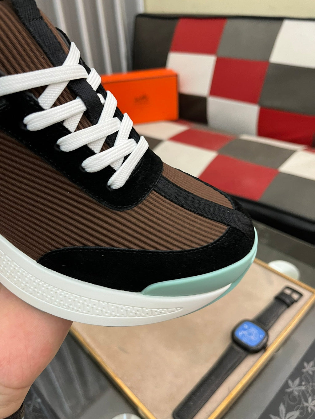 HM HUGO SNEAKER BLACK AND BROWN WEAVE