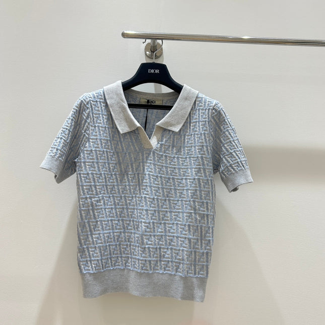 FENDI 26S SHORT SLEEVE KNIT POLO SHIRT 129