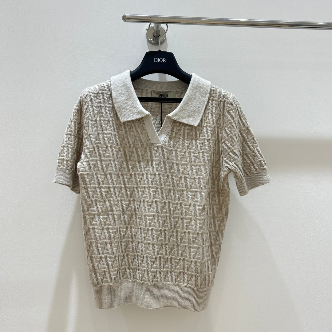 FENDI 26S SHORT SLEEVE KNIT POLO SHIRT 128