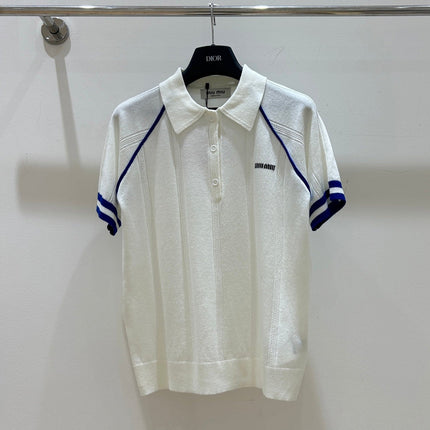 MIUMIU 26S SHORT-SLEEVE KNIT POLO SHIRT 1271