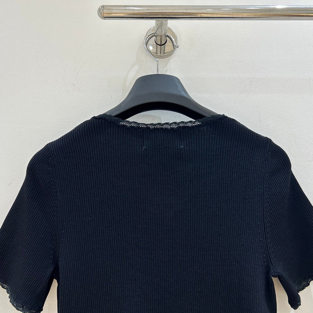 PRADA 26S SHORT-SLEEVE RIBBED KNIT TOP 1153