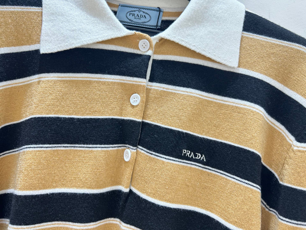 PRADA 26S CROPPED KNIT POLO SHIRT STYLE 934