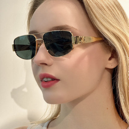 TRIOMPHE SUNGLASS 512997 IN GOLD METAL BLUE LENSES