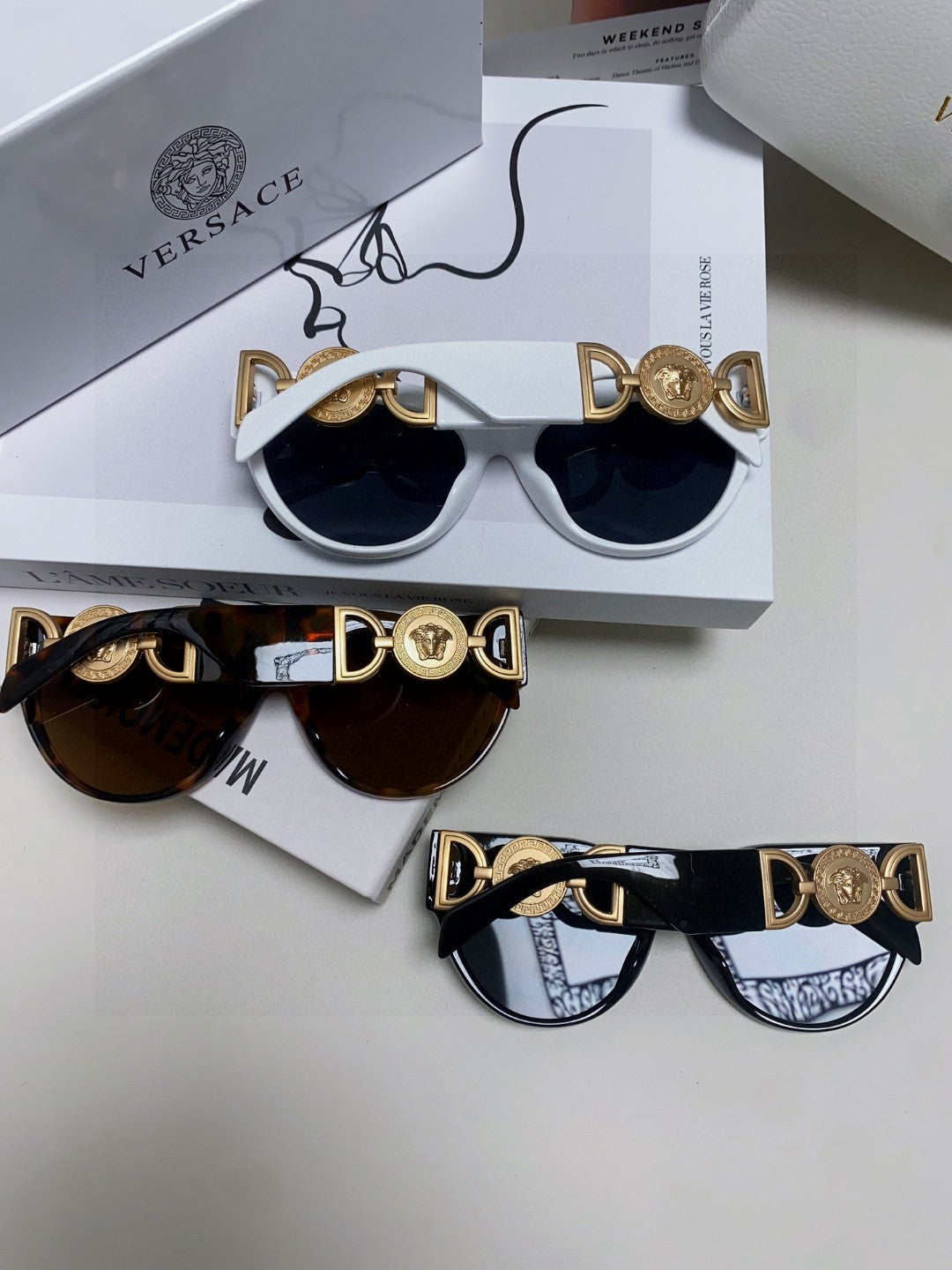 WINGED MEDUSA ROUND FRAME SUNGLASSES 588706 IN ACETATE