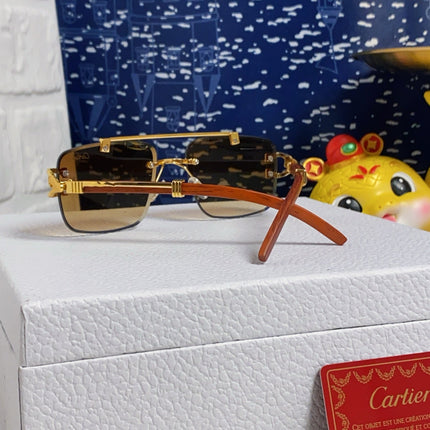 PANTHÈRE SQUARE FRAME SUNGLASSES 559671 IN METAL AND WOODEN