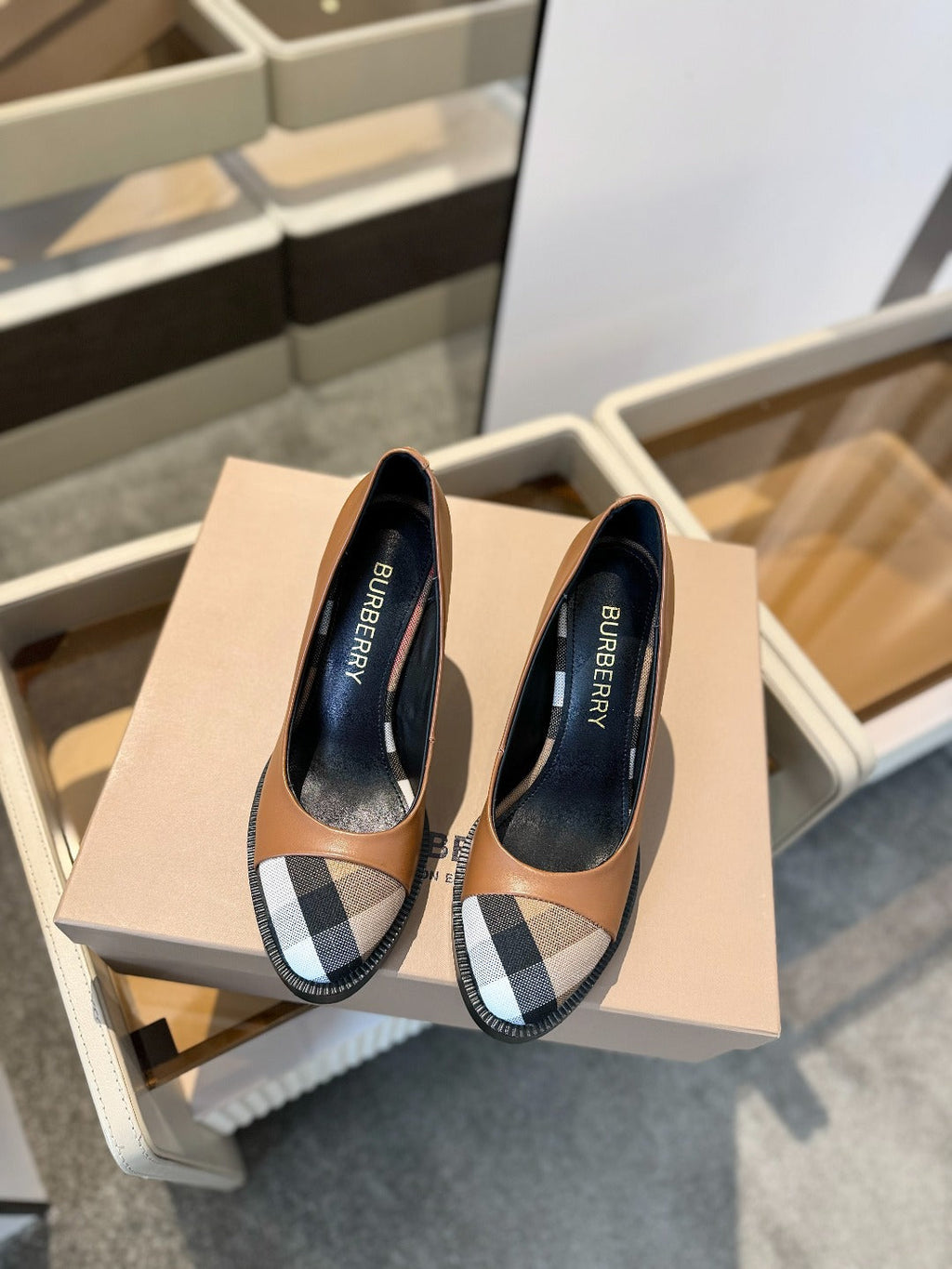 BURBERRY 26S HIGH HEELS 95 MM IN BROWN CALFSKIN