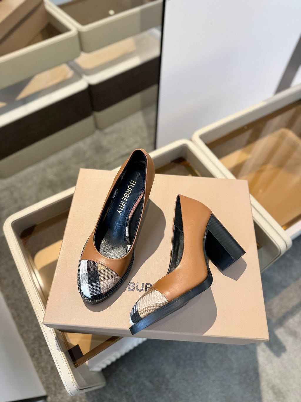 BURBERRY 26S HIGH HEELS 95 MM IN BROWN CALFSKIN