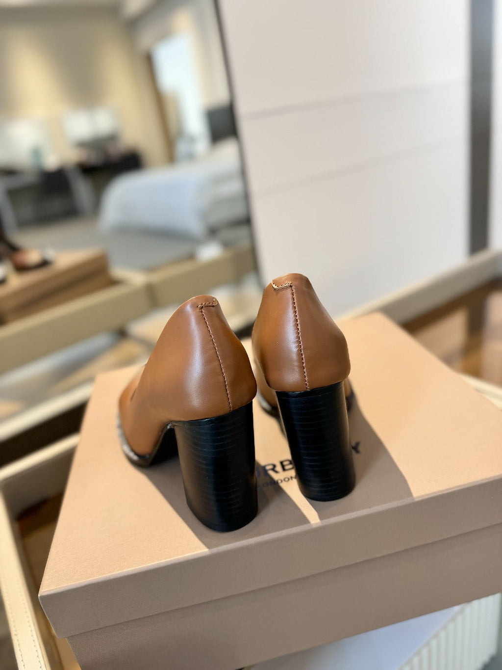 BURBERRY 26S HIGH HEELS 95 MM IN BROWN CALFSKIN