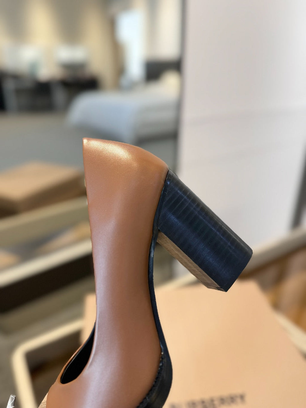 BURBERRY 26S HIGH HEELS 95 MM IN BROWN CALFSKIN
