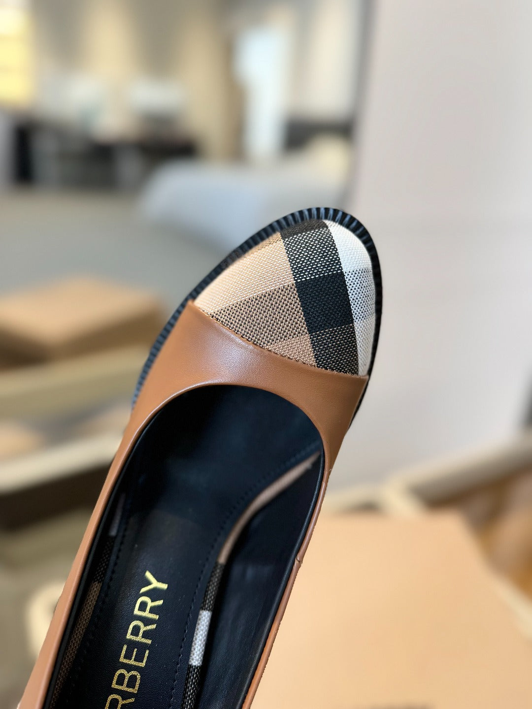 BURBERRY 26S HIGH HEELS 95 MM IN BROWN CALFSKIN