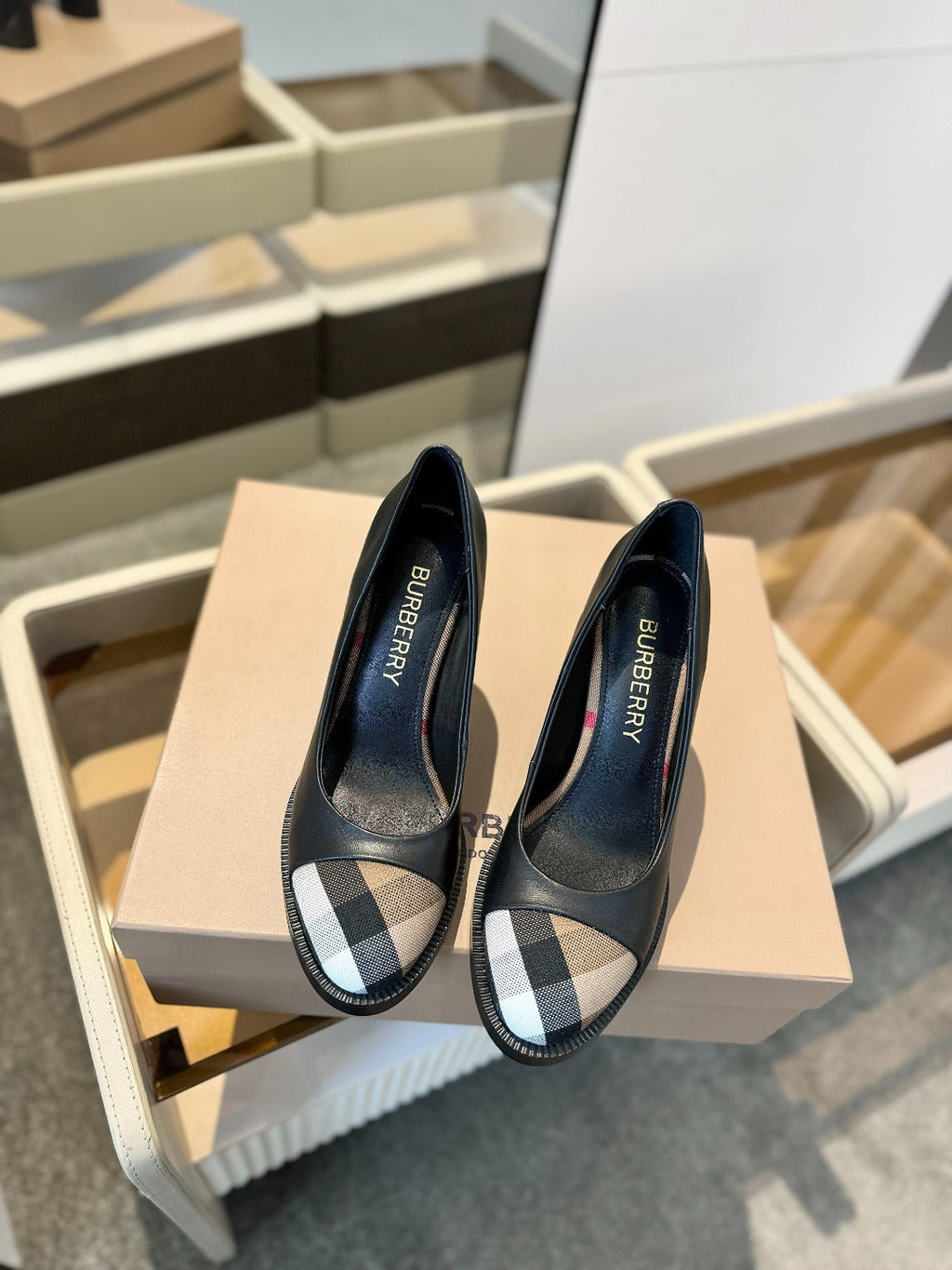 BURBERRY 26S HIGH HEELS 95 MM IN BLACK CALFSKIN