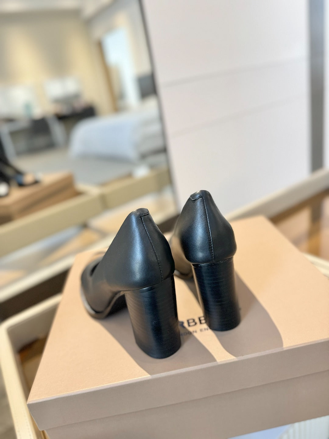BURBERRY 26S HIGH HEELS 95 MM IN BLACK CALFSKIN
