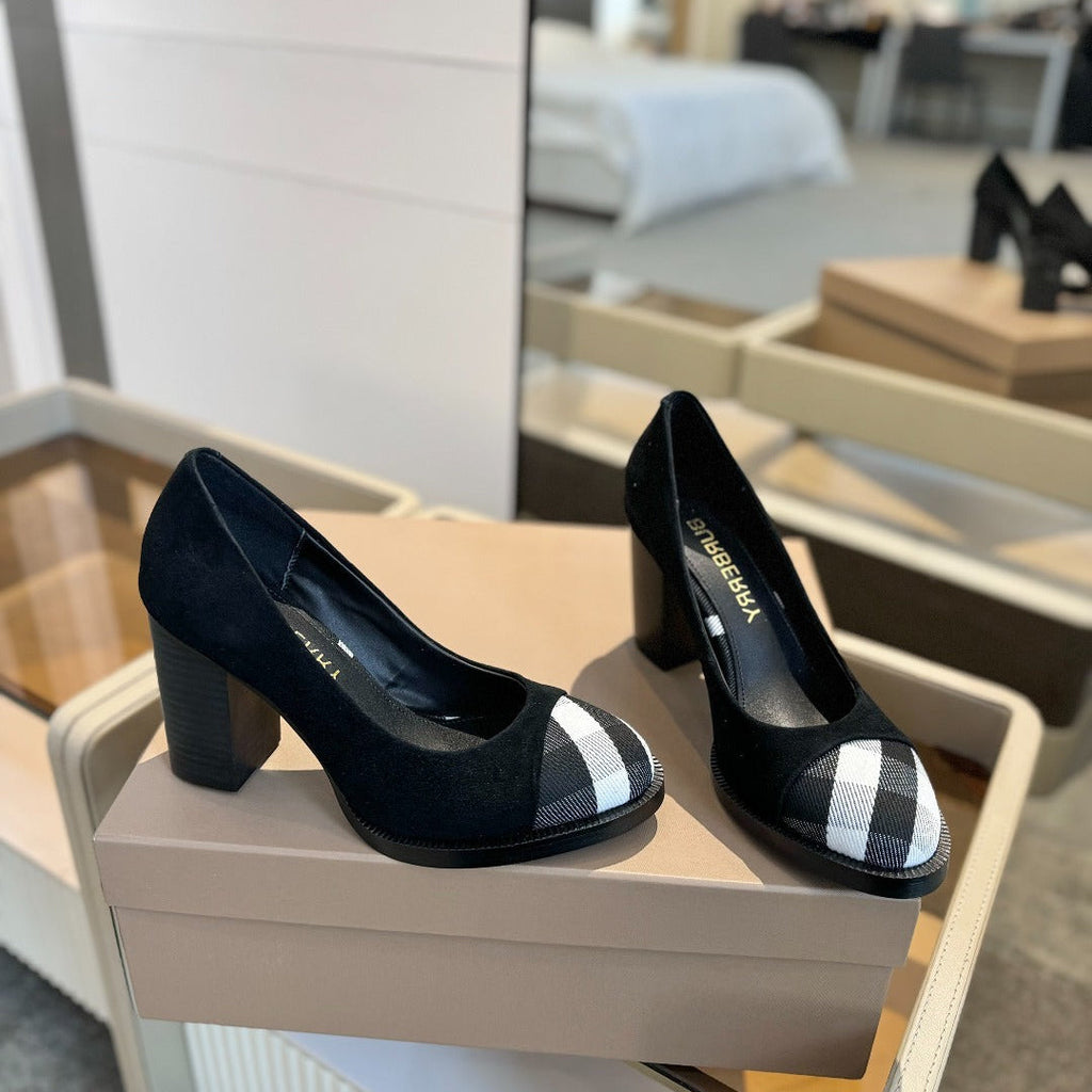 BURBERRY 26S HIGH HEELS 95 MM IN BLACK SUEDE