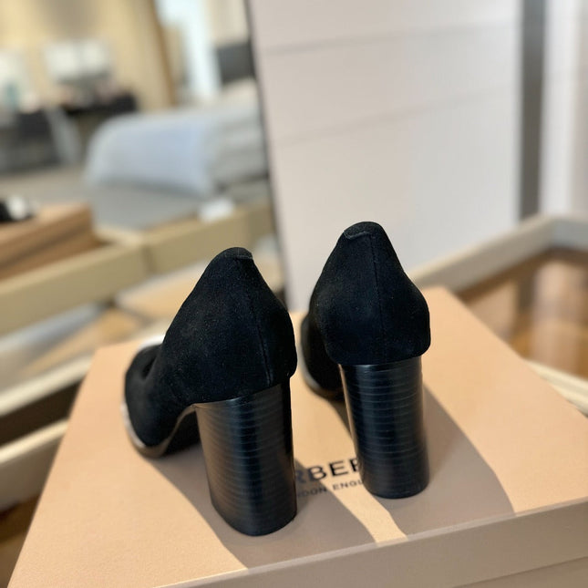 BURBERRY 26S HIGH HEELS 95 MM IN BLACK SUEDE