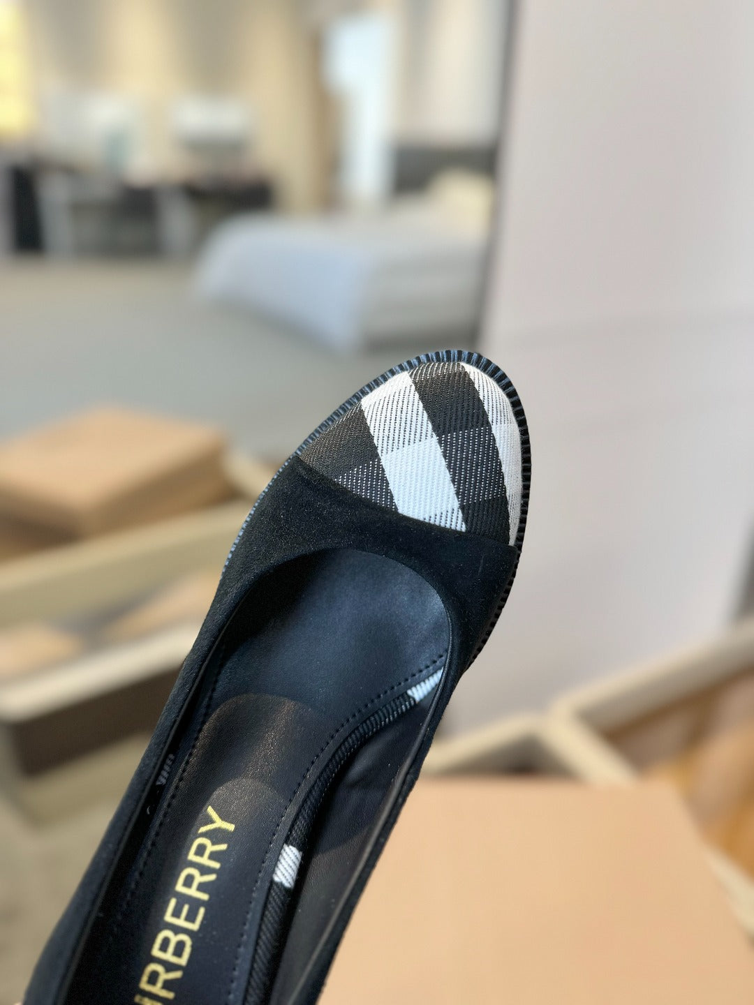 BURBERRY 26S HIGH HEELS 95 MM IN BLACK SUEDE