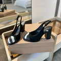 BURBERRY 26S VINTAGE CHECK TOE SLINGBACK BLOCK HEELS 95MM IN BLACK SUEDE