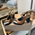 BURBERRY 26S SLINGBACK HEELS 95MM IN BROWN CALFSKIN