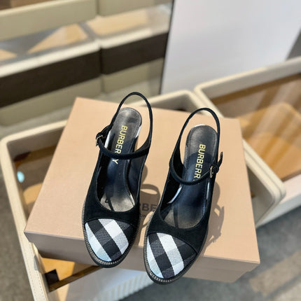 BURBERRY 26S SLINGBACK HEELS 95 MM IN BLACK SUEDE