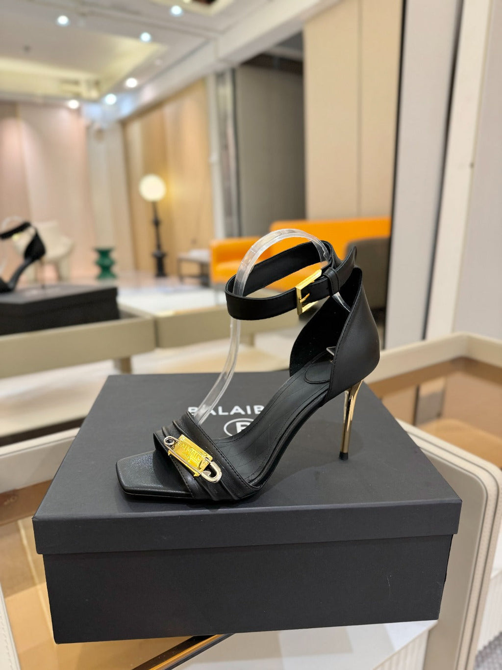BALMAIN 25S HIGH HEELS 95MM IN BLACK CALFSKIN