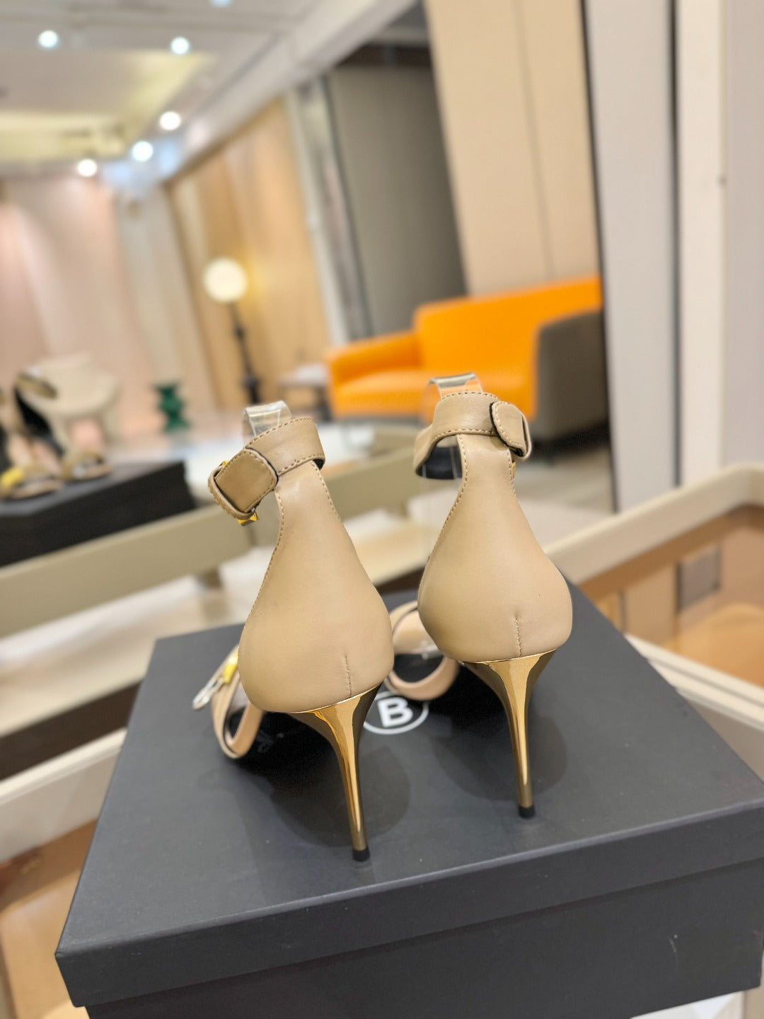 BALMAIN 25S HIGH HEELS 95MM IN BEIGE CALFSKIN