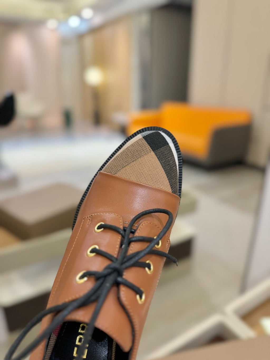 BURBERRY 26S LACE-UP HIGH HEELS 95 MM IN BROWN CALFSKIN