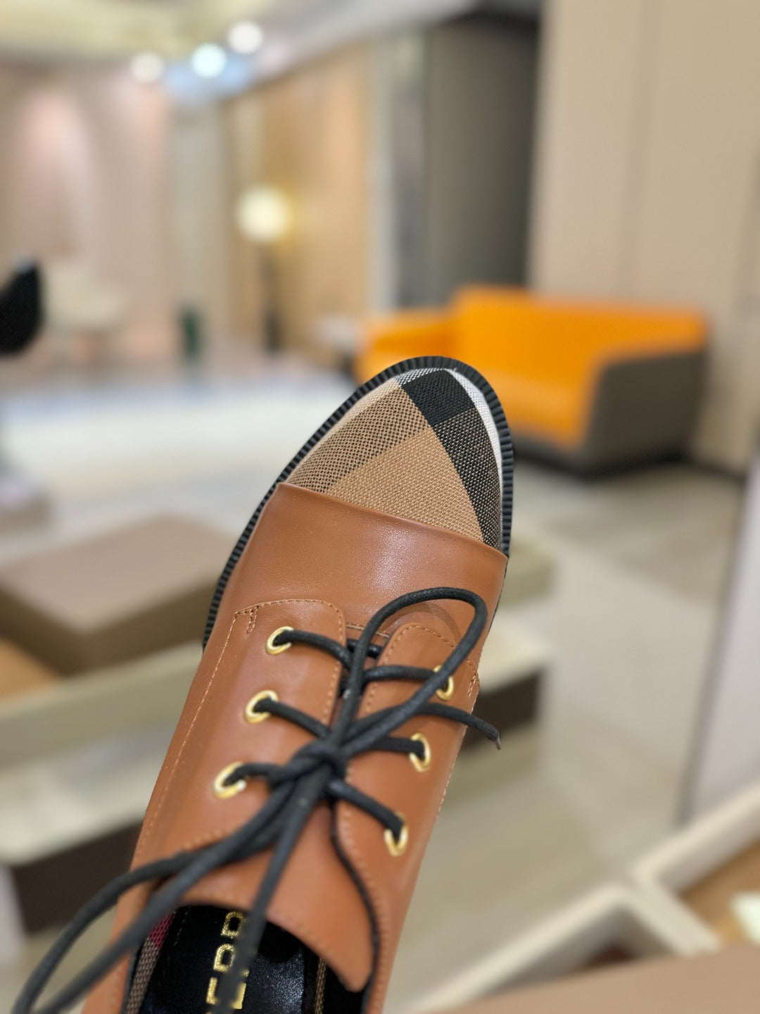 BURBERRY 26S LACE-UP HIGH HEELS 95 MM IN BROWN CALFSKIN