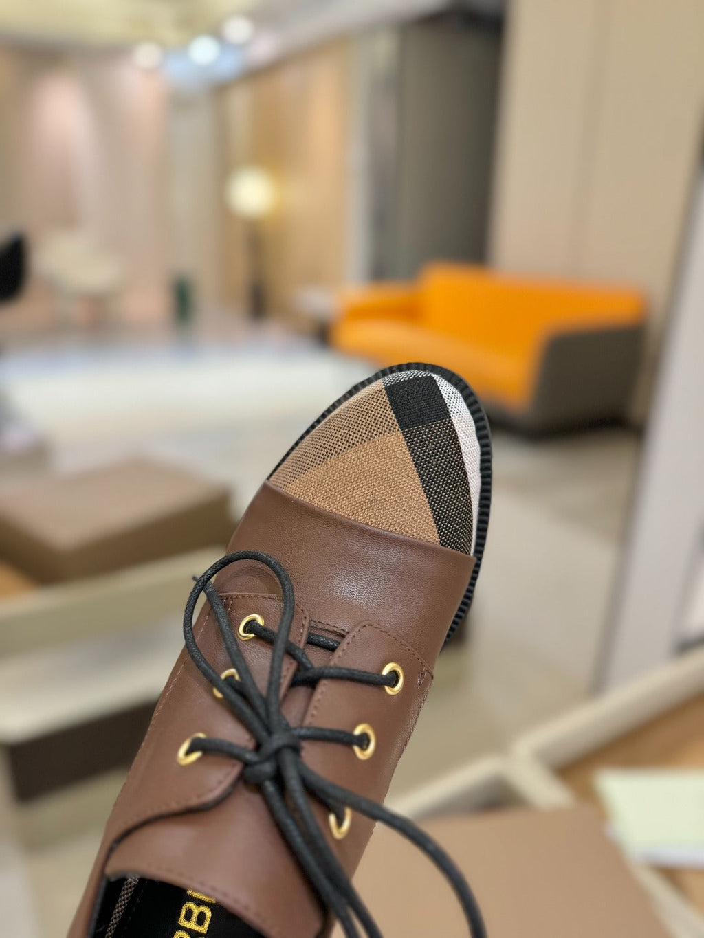 BURBERRY 26S LACE-UP HIGH HEELS 95 MM IN DARK BROWN CALFSKIN