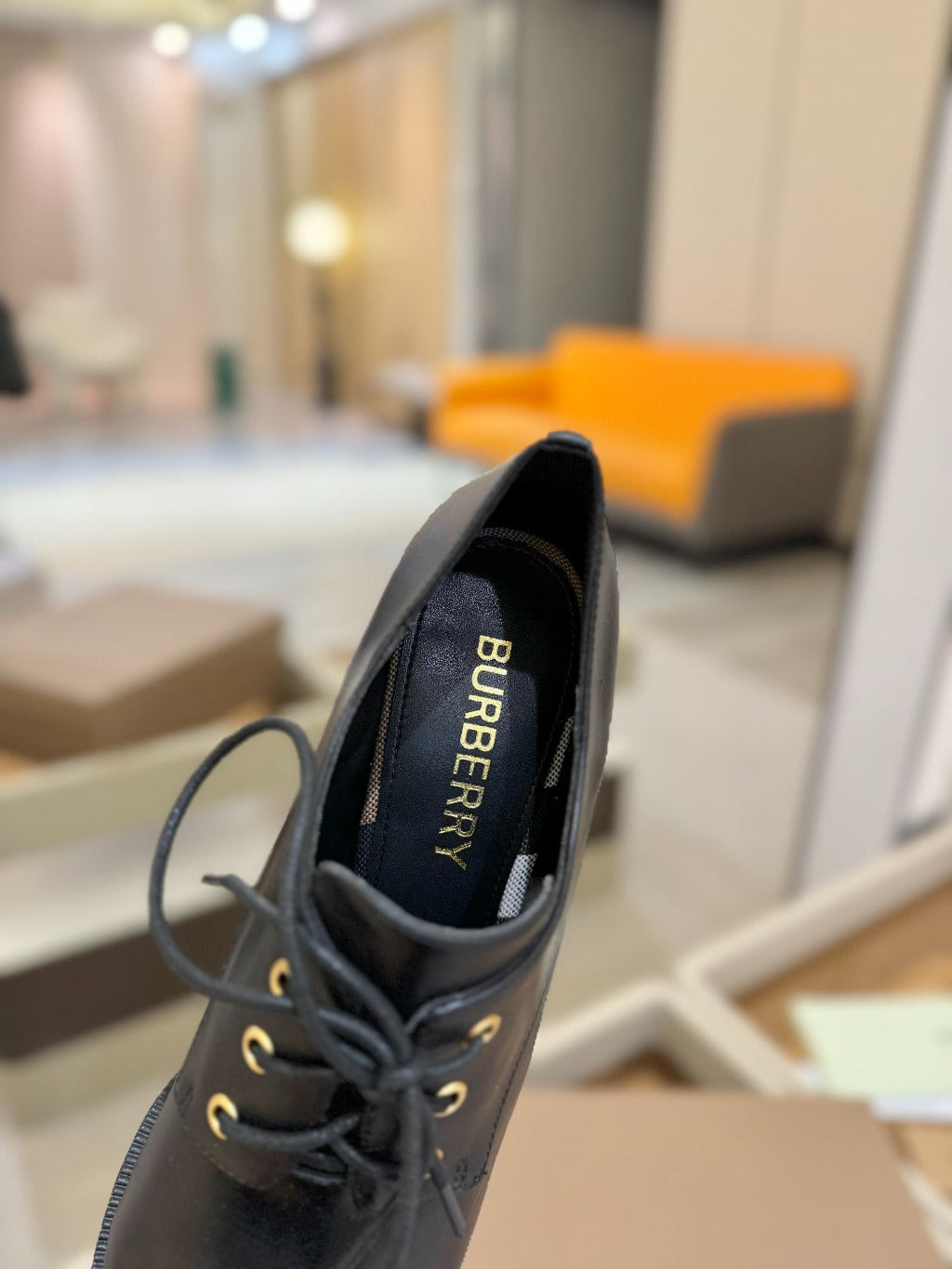 BURBERRY 26S LACE-UP HIGH HEELS 95 MM IN BLACK CALFSKIN