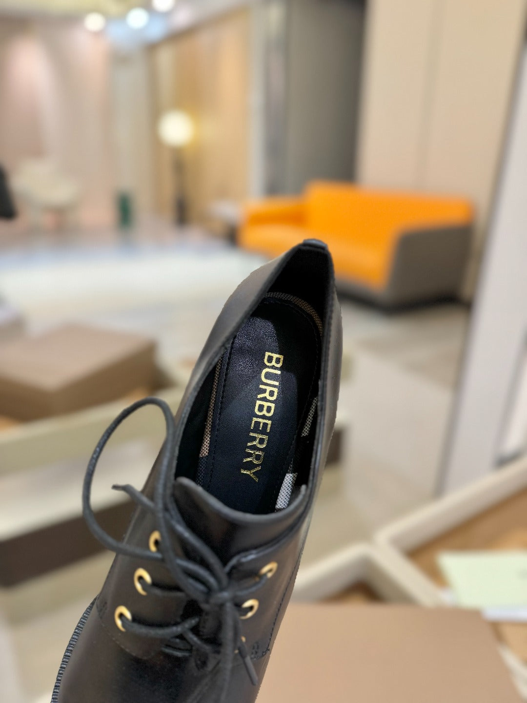 BURBERRY 26S LACE-UP HIGH HEELS 95 MM IN BLACK CALFSKIN