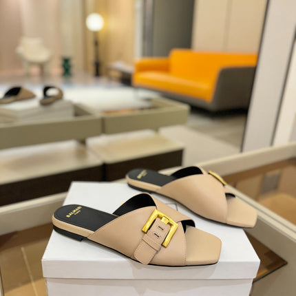 BALMAIN 26S SANDALS IN BEIGE CALFSKIN