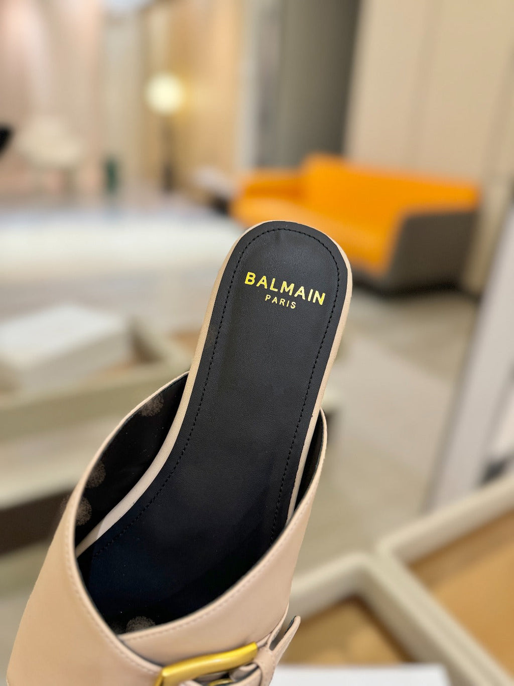 BALMAIN 26S SANDALS IN BEIGE CALFSKIN