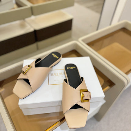 BALMAIN 26S SANDALS IN BEIGE CALFSKIN
