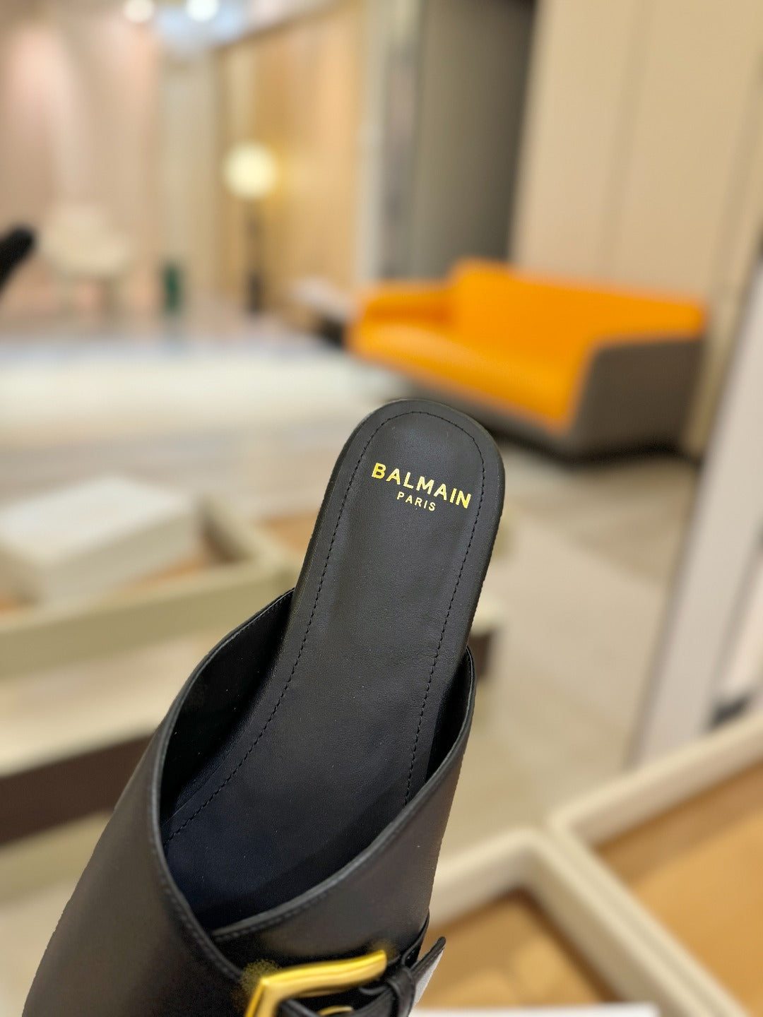 BALMAIN 26S SANDALS IN BLACK CALFSKIN