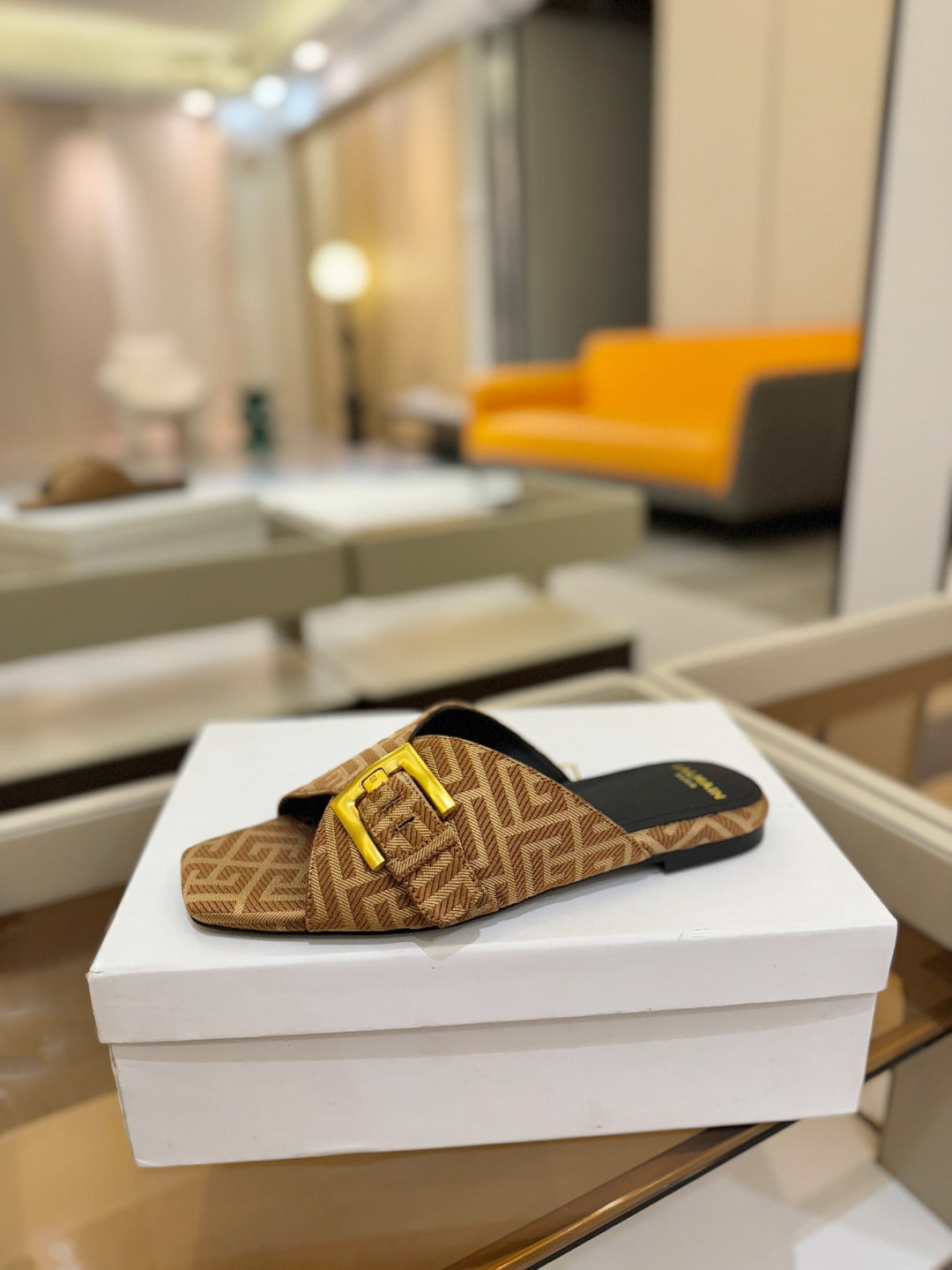 BALMAIN 26S SANDALS IN BROWN CANVAS