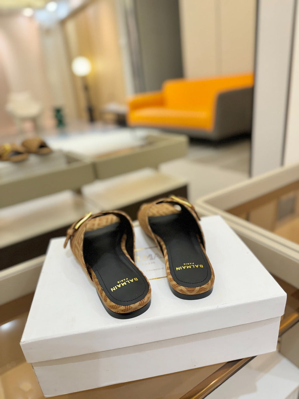 BALMAIN 26S SANDALS IN BROWN CANVAS
