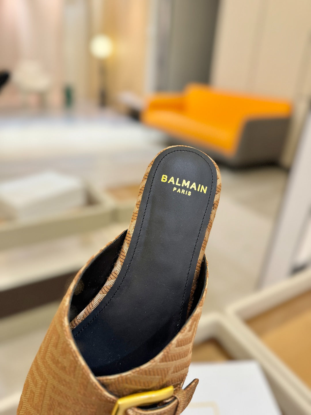 BALMAIN 26S SANDALS IN BROWN CANVAS