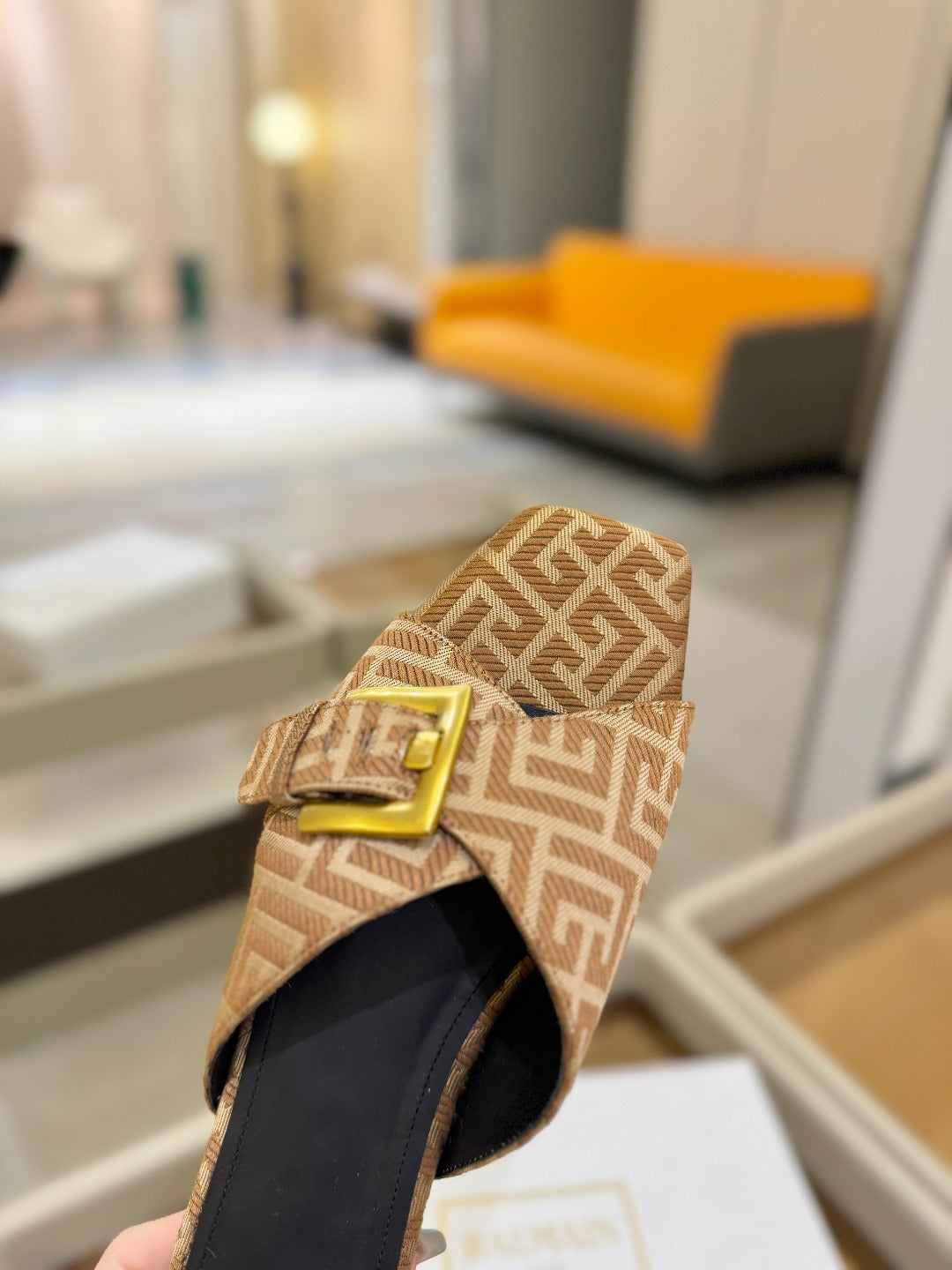 BALMAIN 26S SANDALS IN BROWN CANVAS
