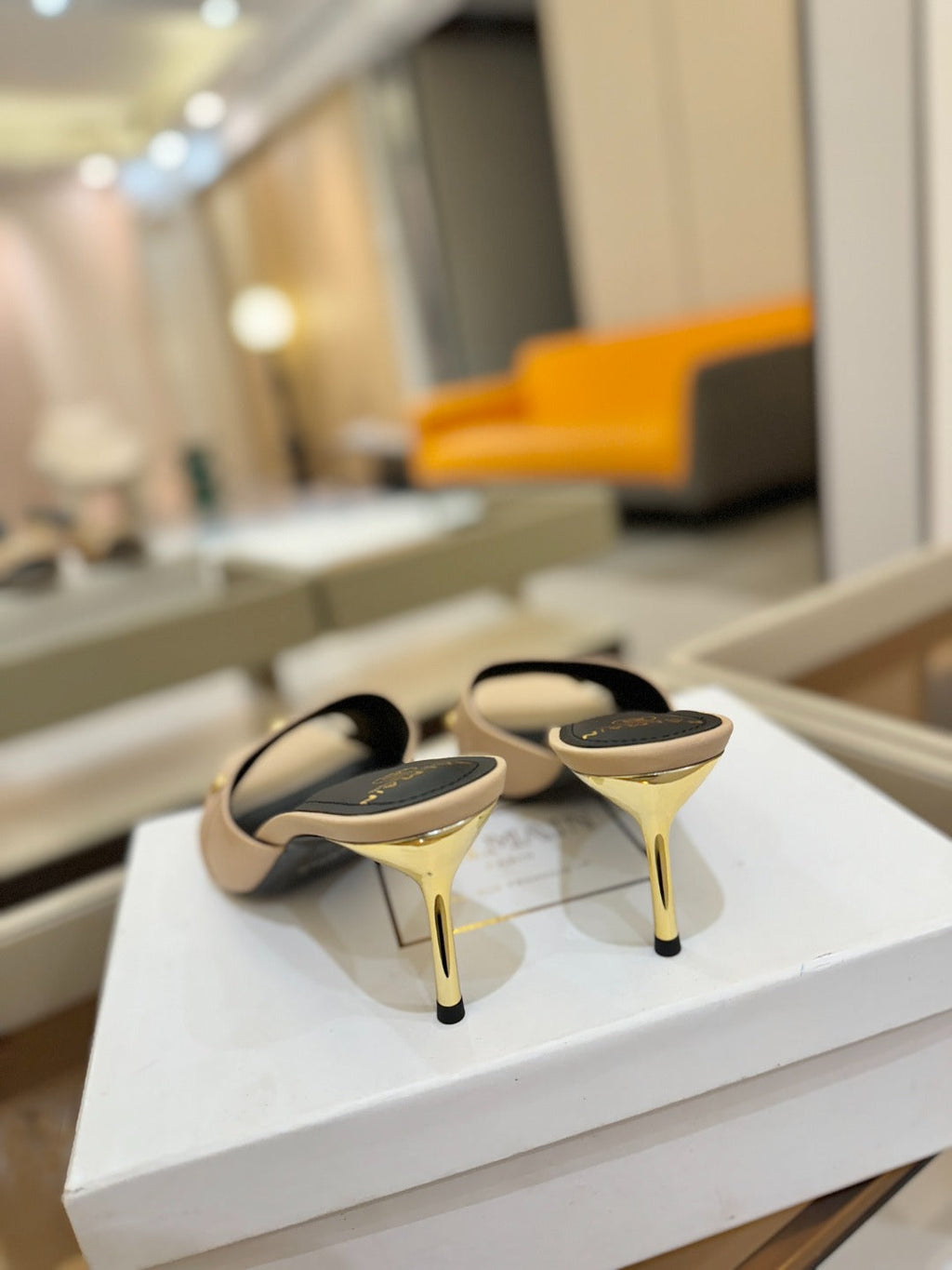 BALMAIN 26S HEELED SANDALS 70 MM IN BEIGE CALFSKIN