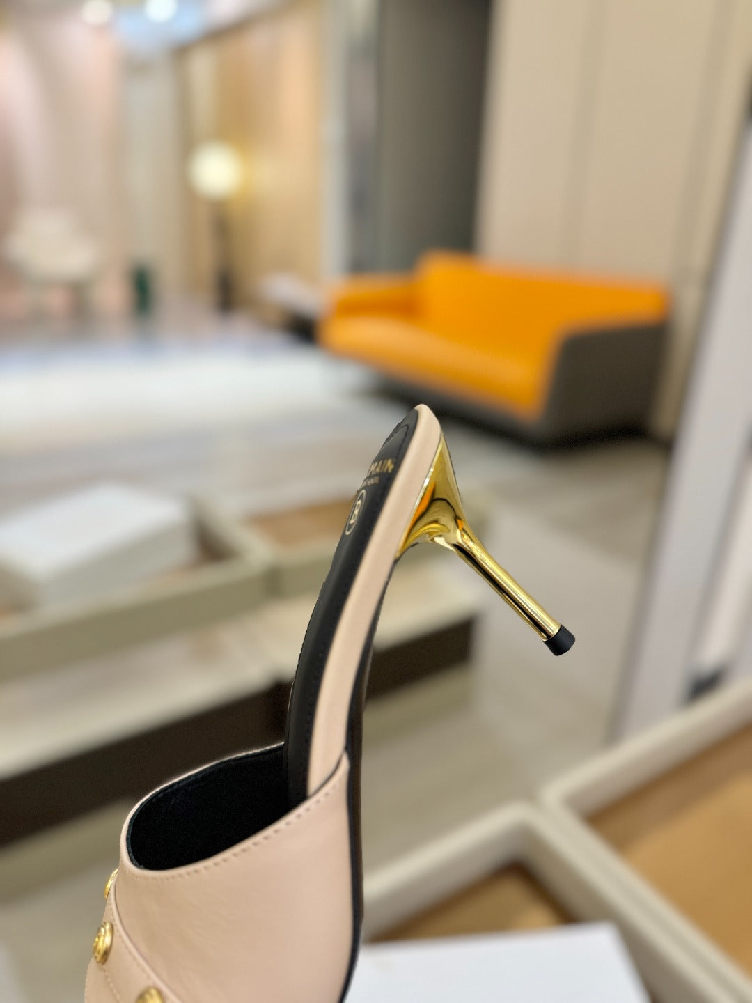 BALMAIN 26S HEELED SANDALS 70 MM IN BEIGE CALFSKIN