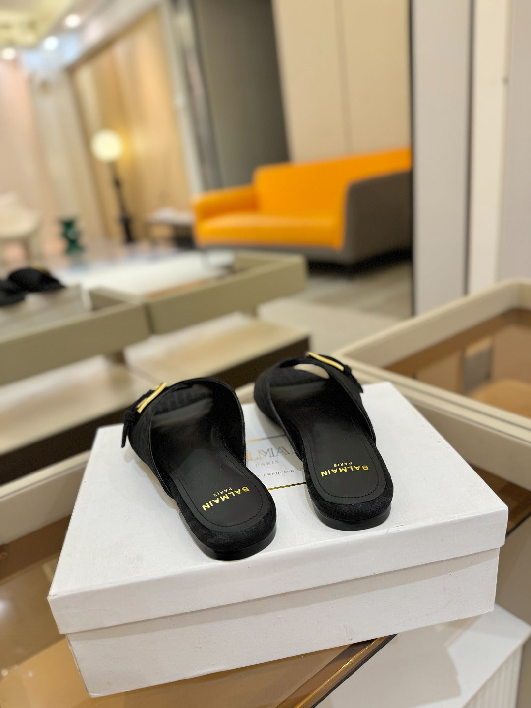 BALMAIN 26S SANDALS IN BLACK CANVAS